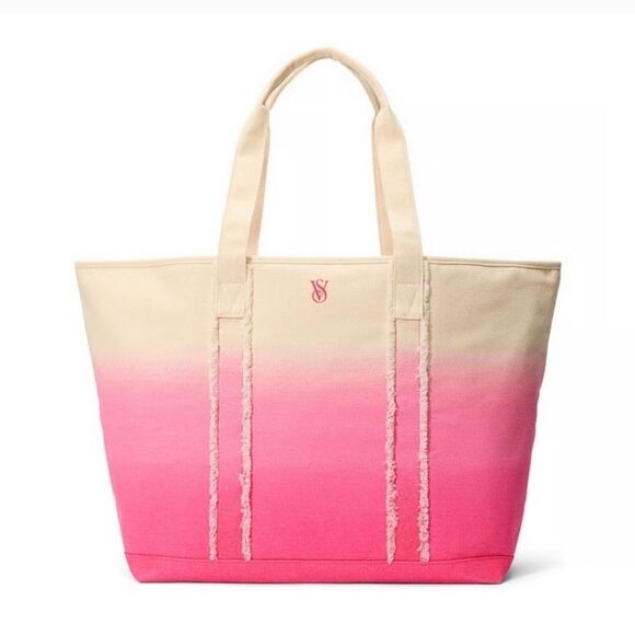 Victoria's Secret Handbags - Victoria's Secret Pink and Cream Ombre Tote Bag